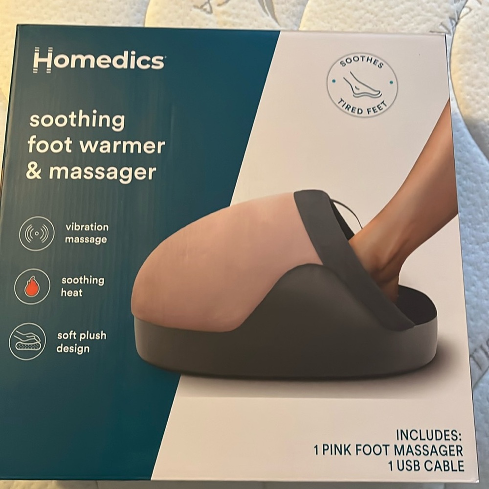 Homedics Soothing Foot Warmer and Massager  with Heat, pink and gray